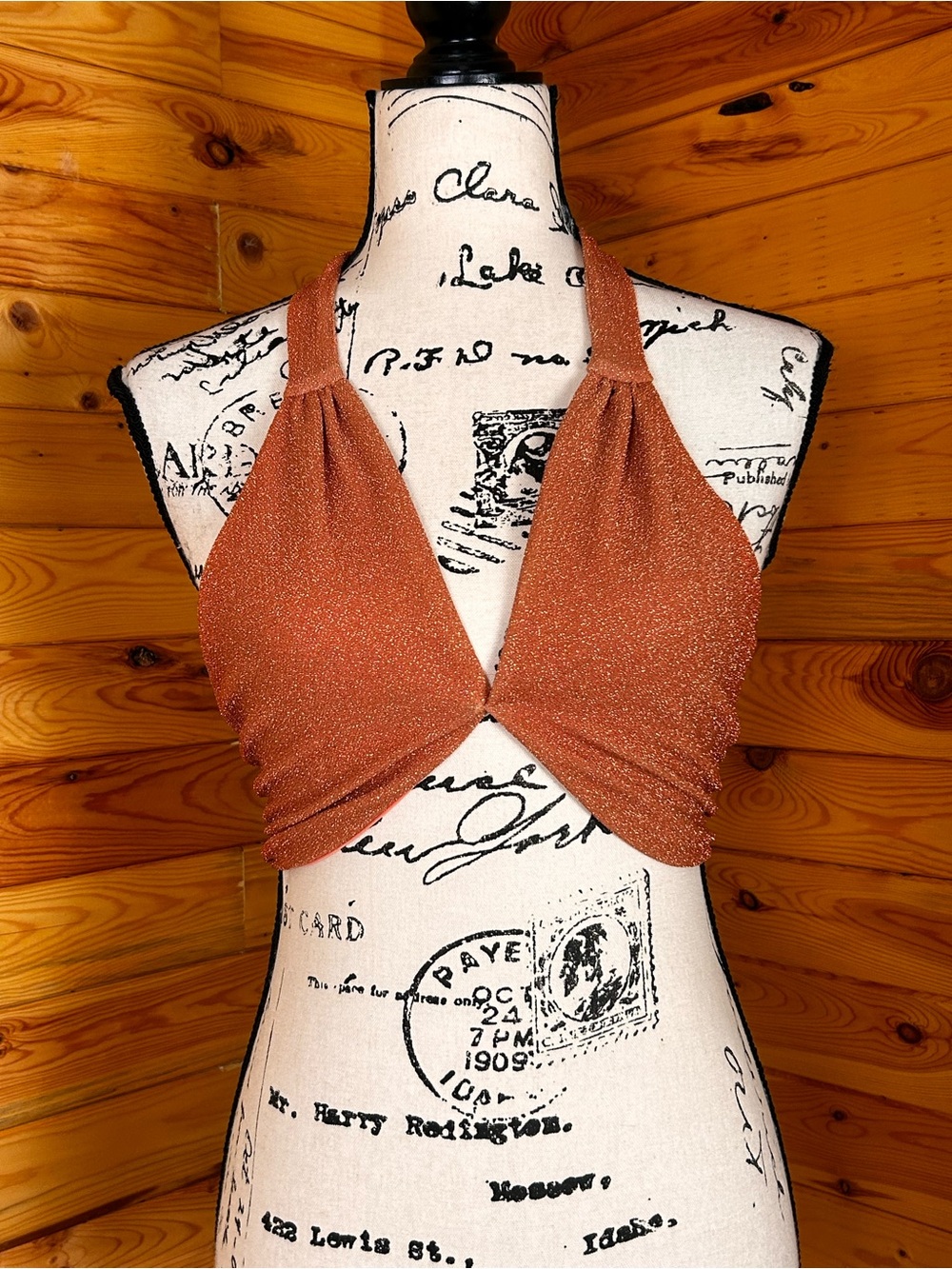 Beach Riot Copper Shimmer Halter Top